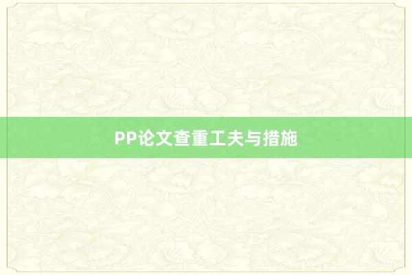 PP论文查重工夫与措施